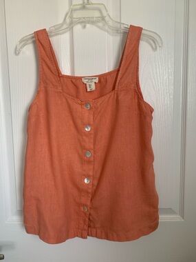 # 5/1 Christian Siriano Coral Button-Down Linen Tank size L